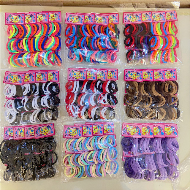 IFOND Factory Wholesale 72Pcs 4cm Seamless Elastic Nylon Multi Color Polyester Ponytail Bands for Girls Daily Use