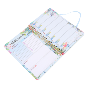 LABON Planificateur hebdomadaire floral Cahier à spirale en papier givré avec bande élastique Organisateur d'horaires pour l'école et le bureau - Product Image 3