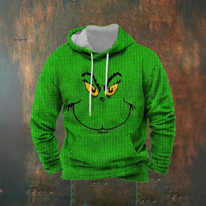 Customized Wholesale of the Latest Popular Men's <strong>Grinch</strong> logo Printed Trend Hooded <strong>Sweatshirt</strong> - Product Image 3