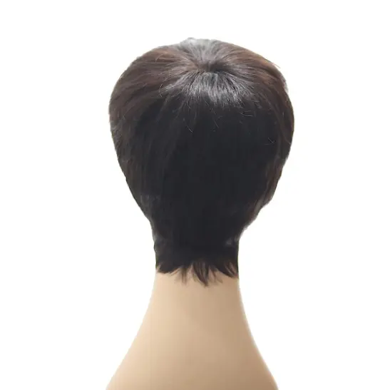 Perruques pour femmes cheveux humains, perruques cheveux humains courts coupe Pixie perruque avec frange pleine machine faite sans colle naturel ondulé coiffure courte