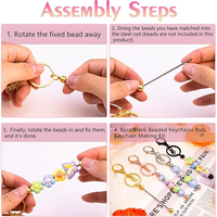 Kit de fabrication de porte-clés à perles en vrac, accessoires vierges pour femmes et hommes, avec fermoir mignon en forme de barre ou mousqueton, pour loisirs créatifs DIY