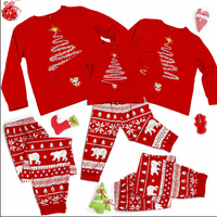 Ensembles de pyjamas de Noël assortis pour la famille 2021 avec taille élastique en tissu gaufré tricoté
