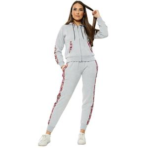 PIHA SPORTS Conjunto de chándal de poliéster/algodón con estampado personalizado para mujer, sudadera con capucha de manga larga a rayas y pantalones, trajes deportivos 2 en 1, 2 piezas - Product Image 5