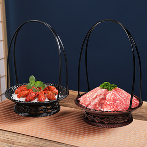 Panier de service en plastique couleur unie imitation bronze cuivre acajou pour usage résidentiel - Product Image 1