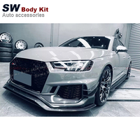 Kit carrosserie en fibre de carbone de haute qualité pour Audi RS4 B9 B9.5 : Lame de pare-chocs avant, canards, jupes latérales, diffuseur arrière - Pièces automobiles
