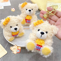 HECION 10CM Adorable Porte-clés Ours en Peluche Popcorn Caramel Délicieux pour Décoration de Sac