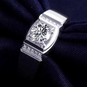 <b>Messi</b> Jewelry Rings Wedding Jewellery 18k White Gold Jewelry Party Gift Simple Men Moissanite Ring - Product Image 3