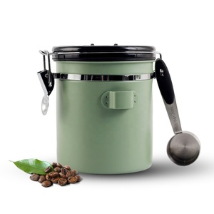 Recipiente Hermético de Acero Inoxidable para Despensa con Marcador de Fecha y Cuchara, Recipiente para Almacenar Granos de Café - Product Image 2