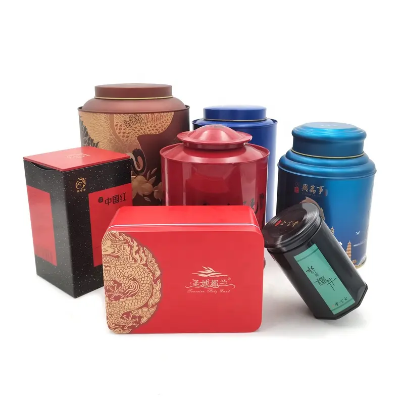 Оптовая продажа по индивидуальному заказу, прямоугольная металлическая банка для чая, жестяная подарочная коробка для упаковки чая, квадратная Жестяная Банка, круглая банка для кофе, специй, маття
