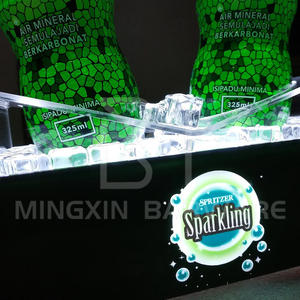 Double Bottle LED Display Stand Refreshing ice <b>cube</b> design beverage display stand Promotional drink display accessories - Product Image 3