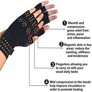 Anti-Artrit Parmaksız Sağlık Terapi Eldivenleri Bakır İçeren Artrit Eldivenleri, Kompresyon Terapisi, Kan Akışını Artırır - Product Image 6