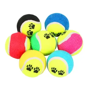 Hot Selling Mini Pastel Chew Aangepaste Speelgoed Paw Prints Piepende Hond Tennisballen