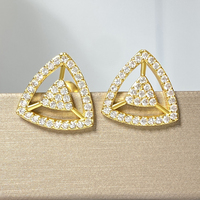 Bijoux fantaisie en gros, hypoallergéniques, en laiton plaqué or 18 carats, plaqué rhodium, sertis de zircon, jolies boucles d'oreilles à clous triangulaires