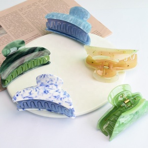 Ziming-Pinza de pelo de ácido acético para mujer y niña, talla grande, <span class=keywords><strong>Mio</strong></span>, elegante, de mármol, de acetato - Product Image 1