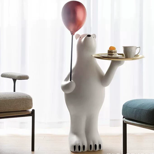 Ornements d'ours en ballon de dessin animé faits à la main et peints à la main, figurines d'art abstraites d'intérieur, artisanat en résine plastique, cadeaux de vacances - Product Image 2