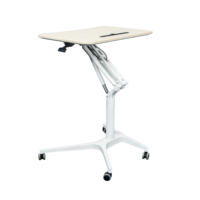 Escritorio Móvil para Portátil con Altura Ajustable, Ruedas con Bloqueo, Portavasos y Ranura para Tablet, Mesa Rodante para Oficina en Casa, Trabajo en el Sofá