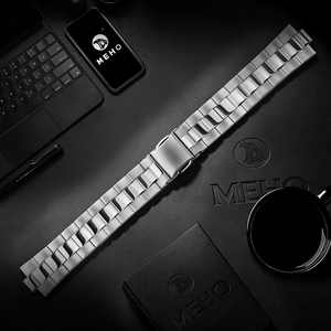 Correa de reloj de acero inoxidable, correa de repuesto plateada para uso informal y de negocios - Product Image 1