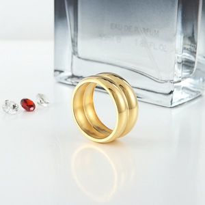 yunnique <b>Titanium</b> Steel Gold <b>Ring</b> Geometric Design Women's Wedding Jewelry Gift - Product Image 4