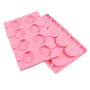Pink Silicone Lollipop Mold 8 Piece Round Swirling Cake Decorating Supplies Baking Mold - Product Image 1
