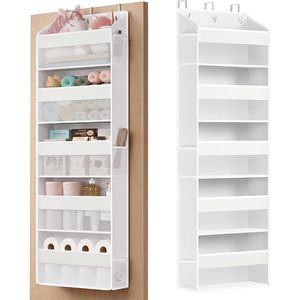 Over The Door Organizer 5 Tier Hanging Storage <b>Shelf</b> Foldable Transparent Closet Storage Rack For Behind Door Use - Product Image 1