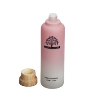 120ml 100ml 40ml Mattierte Farbverlauf-Glasflasche in Rosa, Zylindrisch, für Kosmetik-Lotionen, mit T-förmigem Holzmaserungsdeckel für Hautpflege