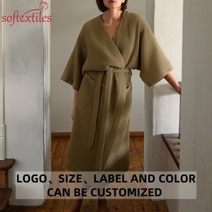 High Quality 100% <strong>Cotton</strong> <strong>Waffle</strong> Bathrobe Customized Logo And Size Short Sleeve Womens Bathrobe - Product Image 2