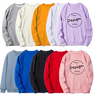 custom unisex hoodie cotton crew neck pink jumper plain hoodies women print French Terry men black oversized Sweatshirt Crewneck