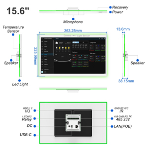 Tablette industrielle Android 14 RK3576S de 15,6 pouces, écran tactile mural POE, panneau HMI avec RS485 I/O pour système d'automatisation - Product Image 4