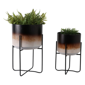 Fioriere in metallo sfumato su supporto, vasi rialzati per piante da interno ed esterno, decorazioni per la casa, contenitori per piante da soggiorno - Product Image 2