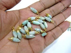 Piedras preciosas naturales Tiny Bullet Charm Pointer Pendant Single Loop Connector 24K Gold Galvanizado Vendido por pieza Lápiz Charm - Product Image 5