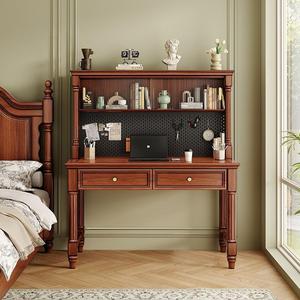 American Style Solid Wood Desk With Bookshelf Storage Home <b>Office</b> <b>Computer</b> Desk For Bedroom Student Writing - Product Image 3