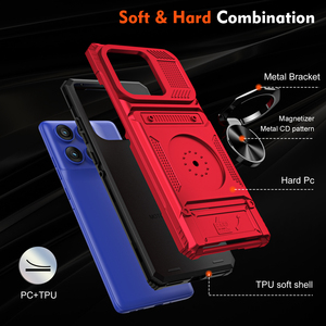 Funda para Teléfono <span class=keywords><strong>Motorola</strong></span> <span class=keywords><strong>Edge</strong></span> 50 50Pro 50Fusion, Diseño de Armadura, Material TPU+PC, Protección Anticaídas de 360 Grados, Soporte para Tarjetas - Product Image 5