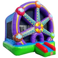 Château gonflable sur le thème de la grande roue 14x13 pieds, château gonflable commercial pour enfants, capacité maximale 220 lb pour location événementielle