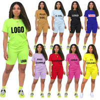Ensemble 2 pièces de tenues bikini en coton pour femmes, Logo personnalisé, grande taille, Snack short, survêtement, 2022