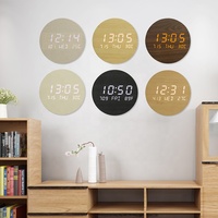Reloj de Pared Inteligente con Movimiento Silencioso, Temperatura Personalizada, Alarma Eléctrica, Pantalla LED Redonda, Diseño de Madera, Integrado para Hogar Inteligente
