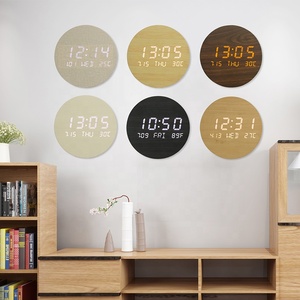 Hot Bán Tùy Chỉnh Điều Khiển Từ Xa Nhiệt Độ Đồng Hồ Lớn Báo Động Điện Bàn Thông Minh Bảng Vòng LED Chữ Số Gỗ Đồng Hồ Treo Tường - Product Image 4
