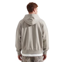 Sudadera con Capucha Extra Grande de Primera Calidad, 400 g/m², con Cierre, Bordado 3D y Diseño Serigrafiado, Color Gris Claro, Unisex, para Invierno