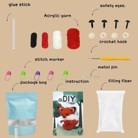 Kit de crochet amigurumi personnalisé avec logo, renard roux, kit de bricolage pour débutants, jouet en peluche fait main, cadeau pour enfants et adultes