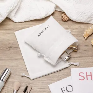 Bolsa de lino y algodón grande blanca con logotipo personalizado reciclable para zapatos, bolsa de doble cuerda para ropa, bolsa para el polvo