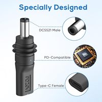 Mini GEN3 PD 100W USB-C Buchse auf DC5521 Stecker Ladeadapter, Typ-C auf DC/D Stromadapter