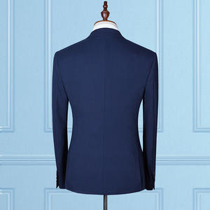 Traje de Caballero de estilo británico para hombres jóvenes de negocios informal de Color sólido de doble botonadura traje de tres piezas Blazer + Pantalones + chaleco - Product Image 3