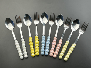 Hot bán gốm sứ ngọc trai xử lý <span class=keywords><strong>Flatware</strong></span> thép không gỉ dao kéo đặt muỗng dao và nĩa 3 cái thiết lập sử dụng cho máy rửa chén - Product Image 5