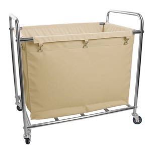 Carrito de Limpieza Plegable Portátil Moderno de Acero Inoxidable para Hotel, con 4 Ruedas Giratorias y Diseño Silencioso - Product Image 3