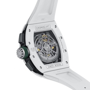 นาฬิกาข้อมือผู้ชายสุดหรู ดีไซน์ทรง Tonneau ระบบจักรกล ตัวเรือนคาร์บอน กระจกแซฟไฟร์กันรอยขีดข่วน พร้อมเข็มเรืองแสง - Product Image 4