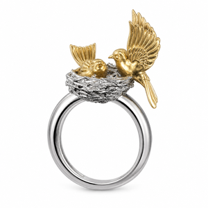 Anello a Forma di Nido d'Uccello, Design Creativo Bicolore per Donne - Product Image 1