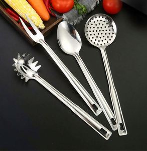 Factory Stainless Steel Set <b>Large</b> Metal Basting Spoon Kitchen Cooking Soup Ladle Small Spatula Accessories High Colander Serving - Product Image 4
