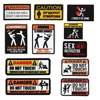 Patch moral personnalisé « Avertissement Danger » pour brassard, sac à dos tactique, autocollant PVC phosphorescent motif dessin animé