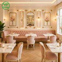 Bancs de Banquette en Velours Rose et Bois pour Restaurants, Vente en Gros Usine, Sièges d'Angle pour Banquets et Cafés