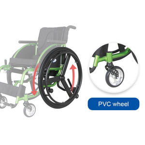 Silla <span class=keywords><strong>de</strong></span> <span class=keywords><strong>Ruedas</strong></span> Manual Semi Deportiva Homrdy para Personas con Discapacidad, con Marco <span class=keywords><strong>de</strong></span> Aluminio Resistente y Asiento <span class=keywords><strong>de</strong></span> Nailon con Revestimiento Líquido Verde CE - Product Image 2