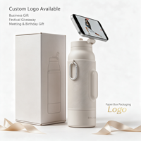 Support magnétique pour téléphone, bouteille d'eau en acier inoxydable à double paroi isolée sous vide, 24 oz et 32 oz, bouteille d'eau de sport anti-fuite